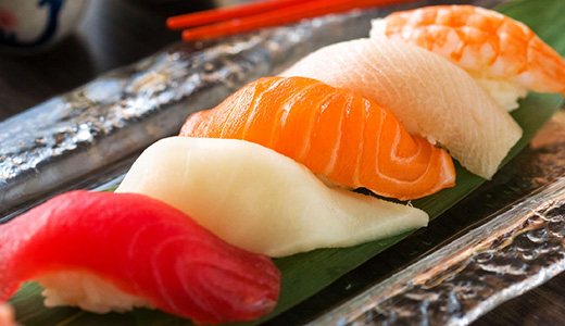 Nigiri: Maguro, Escolar, Sake, Hamachi, and Ebi